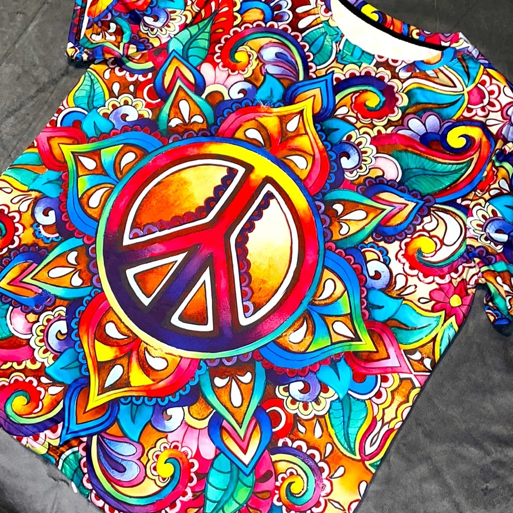 XL Polyester (Stretchy/Unisex) Peace Sign Hippie Yogi Awesome Vibe!